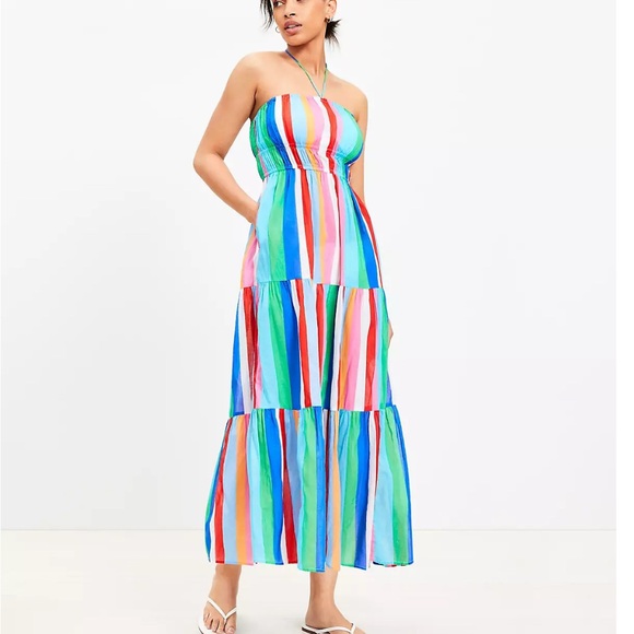 LOFT Dresses & Skirts - LOFT Beach Multicolor Striped Dress- Small